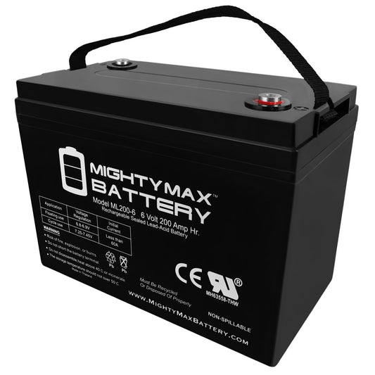 Mighty Max Battery 6V 200AH for Camper Golf Cart RV Boat Solar Wind Rechargeable Sealed Lead Acid 62000 Backup Power Batteries ML200-63