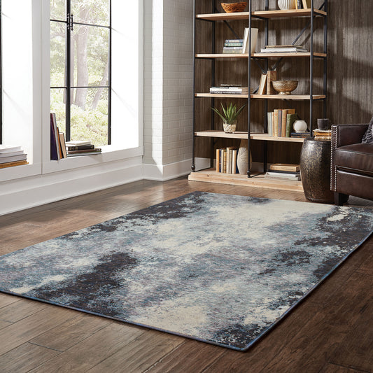 Archer Lane Roberts 6 x 9 (ft) Loomed Navy Rectangular Indoor Abstract Bohemian/Eclectic Pet Friendly Area rug