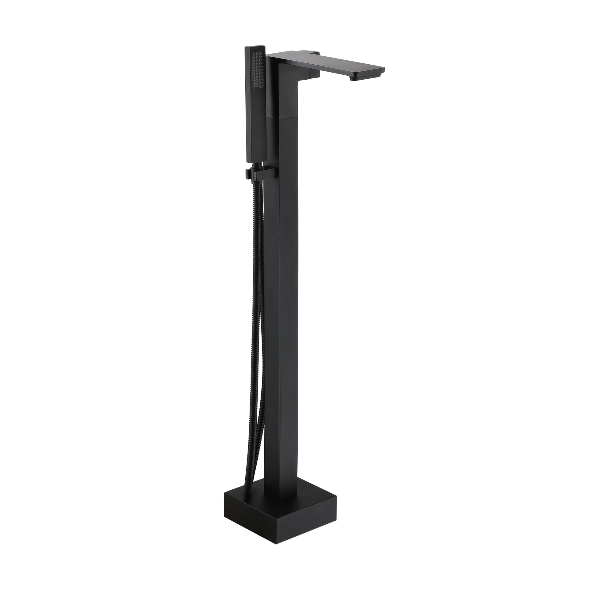 CASAINC Matte black 1-handle Freestanding Swivel Bathtub Faucet with Hand Shower ( Valve Included )