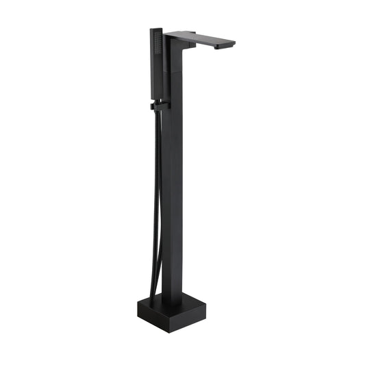 CASAINC Matte black 1-handle Freestanding Swivel Bathtub Faucet with Hand Shower ( Valve Included )