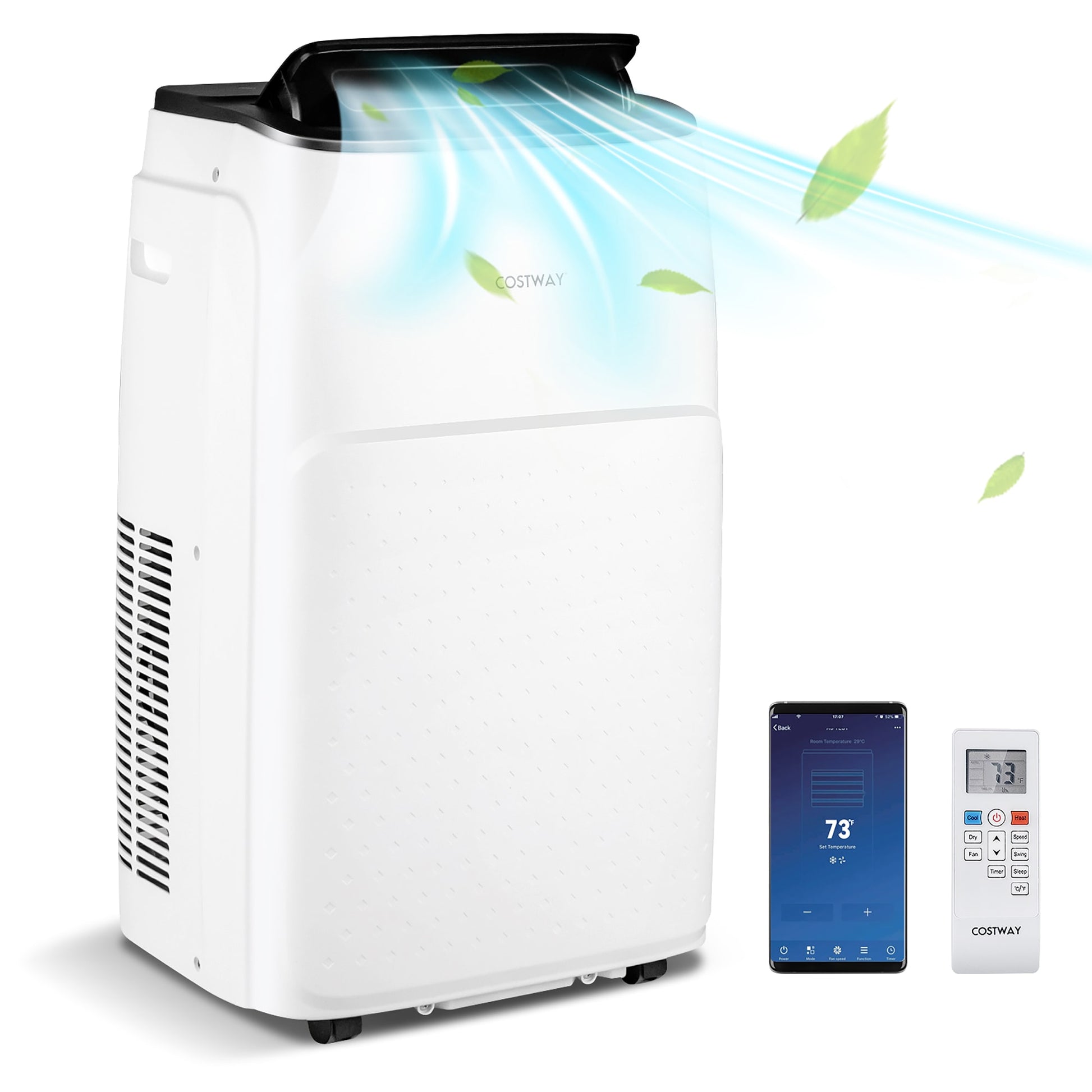 Costway 9100-BTU DOE (115-Volt) White Vented Wi-Fi enabled Portable Air Conditioner with Heater with Remote Cools 600-sq ft LWS00222