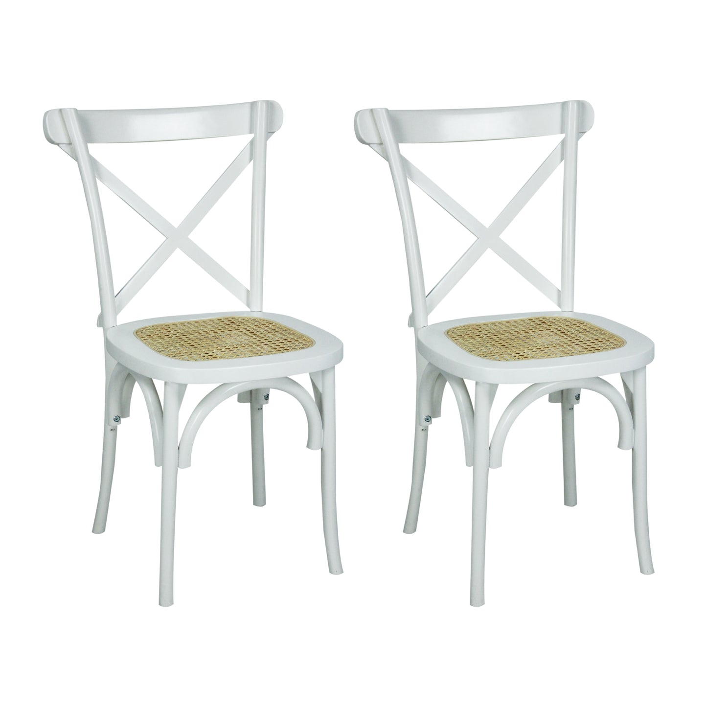 JONATHAN  Y Set of 2 Cassis X-Back Rattan Classic Traditional Dining Side Chair (Wood Frame)