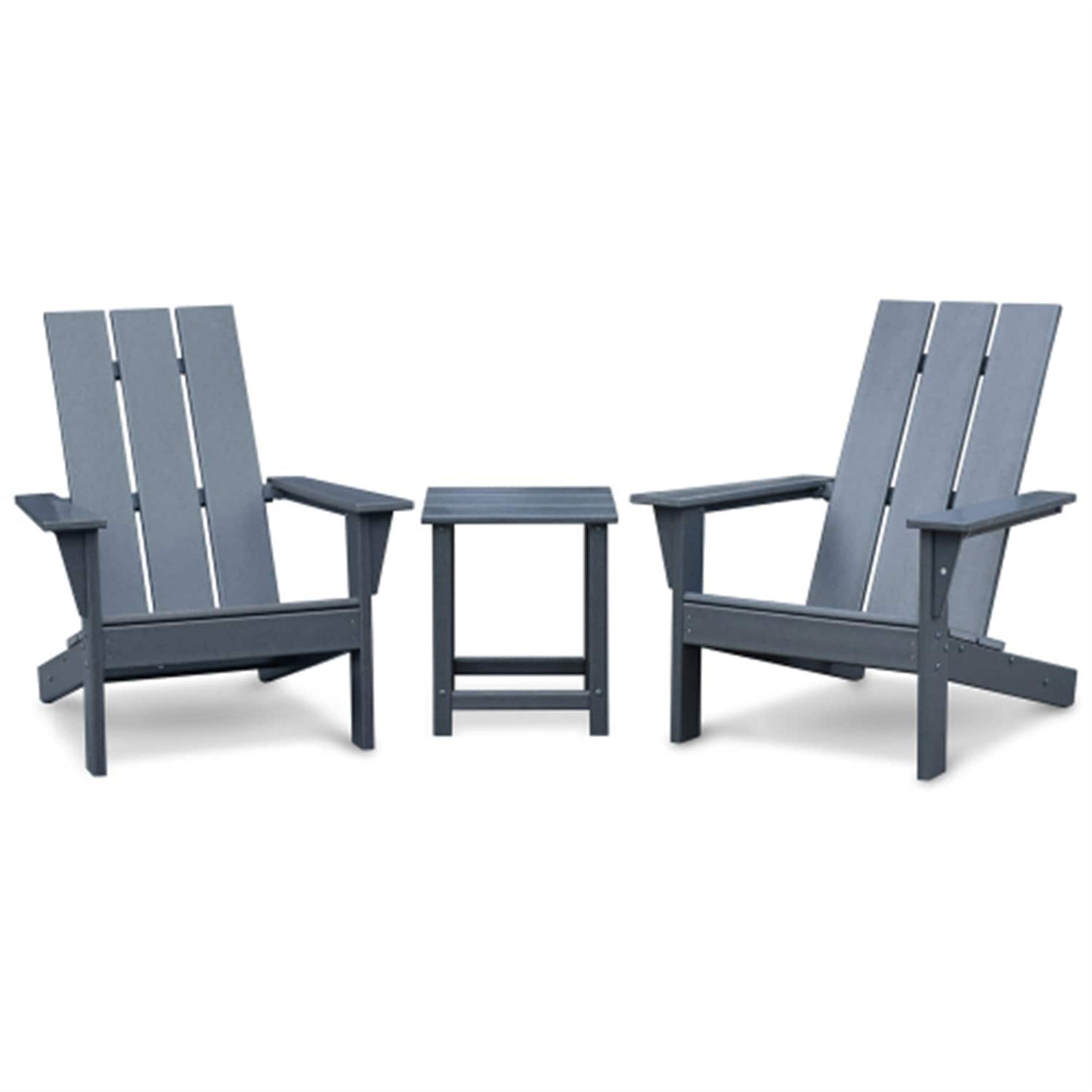 CESICIA Patio Furniture Sets Set of 2 Dark Gray HDPE Frame Stationary Adirondack Chair with Solid Seat
