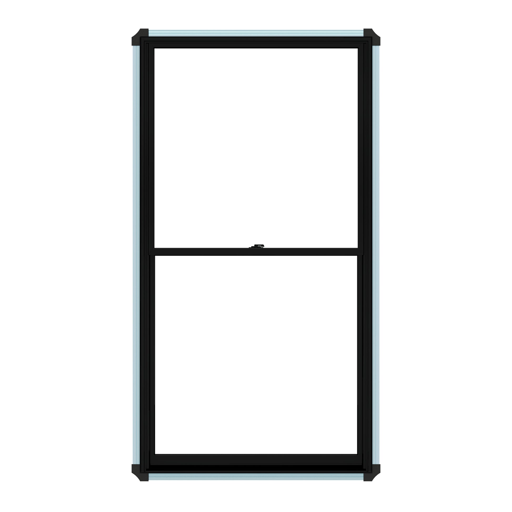 Pella Lifestyle 23-3/4-in x 37-1/2-in Black Unfinished Wood New construction Double Hung Window Dual-pane Double Pane Glass