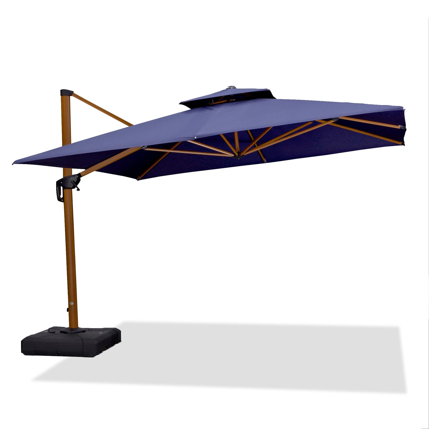 PURPLE LEAF 11-ft Aluminum Navy Crank Cantilever Patio Umbrella