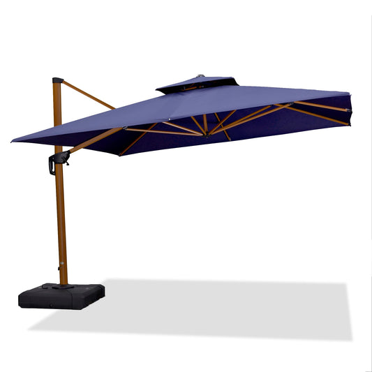 PURPLE LEAF 11-ft Aluminum Navy Crank Cantilever Patio Umbrella