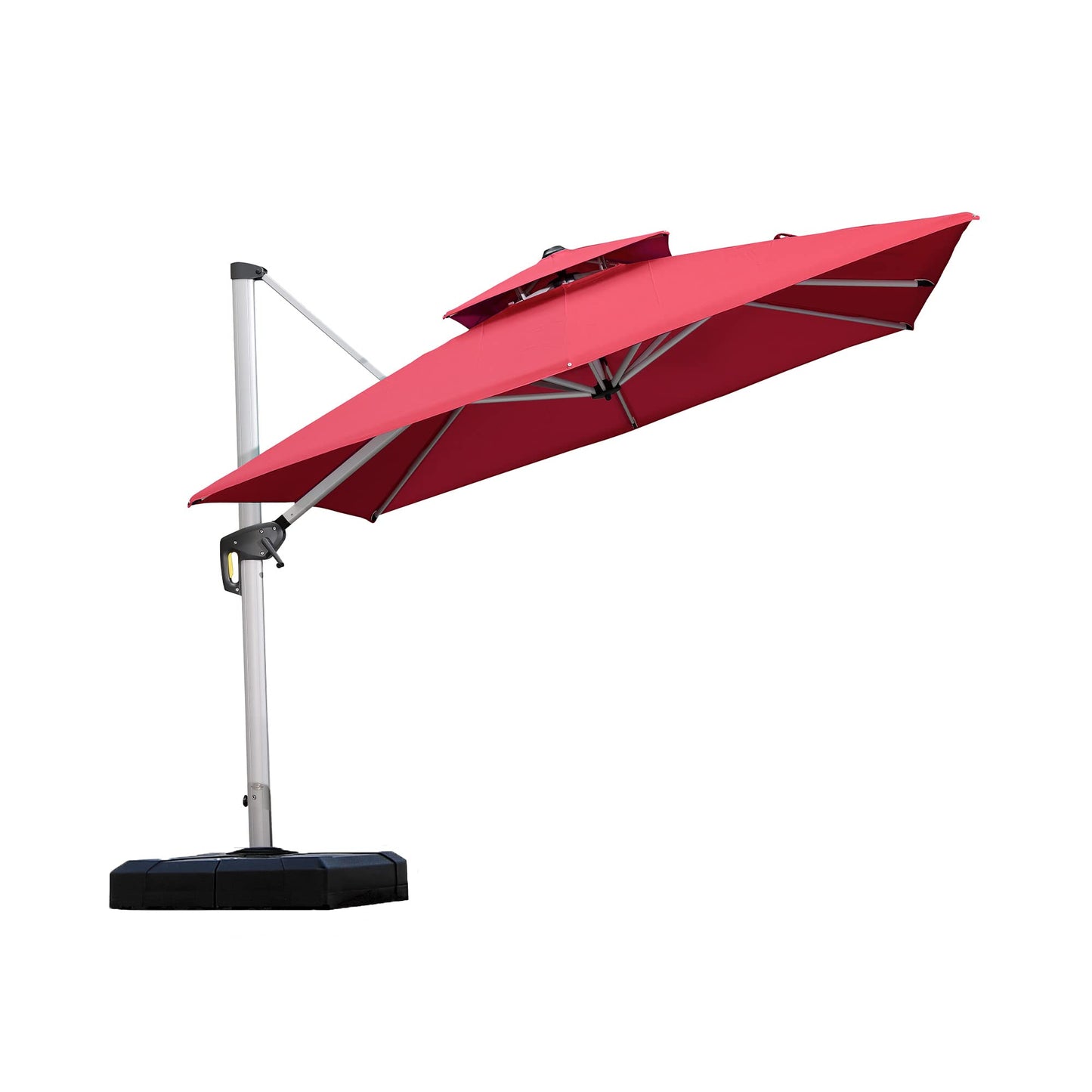 PURPLE LEAF 9-ft Aluminum Red Crank Cantilever Patio Umbrella