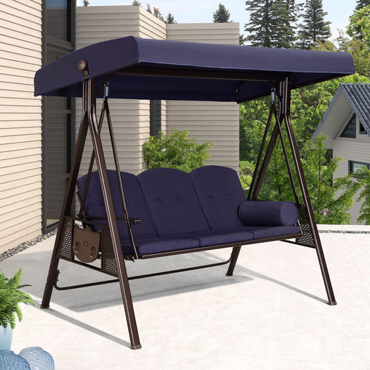 PURPLE LEAF Deluxe Outdoor Patio Porch Swing 3 -person Bronze Aluminum Outdoor Swing