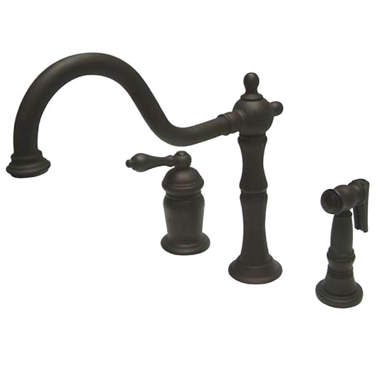 Elements of Design Oil-rubbed bronze Single Handle Deck-mount Kitchen Faucet ( Side Sprayer Included )