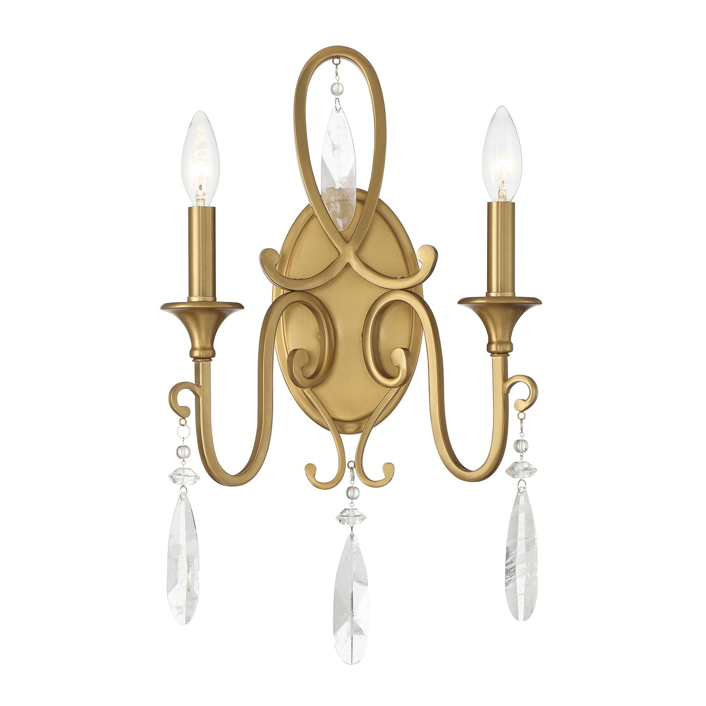 Savoy House Fairchild 2-Light Wall Sconce in Warm Brass 12-in W 2 -Light Antique Brass Glam Wall Sconce