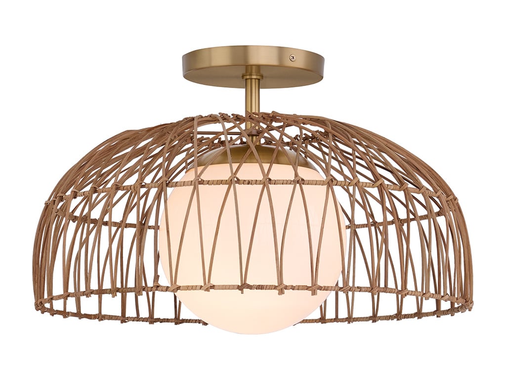 Meridian Lite Trends 1-Light Convertible Pendant or Semi-Flush in Natural Brass 1 -Light 18-in Brass Semi Flush Mount Light
