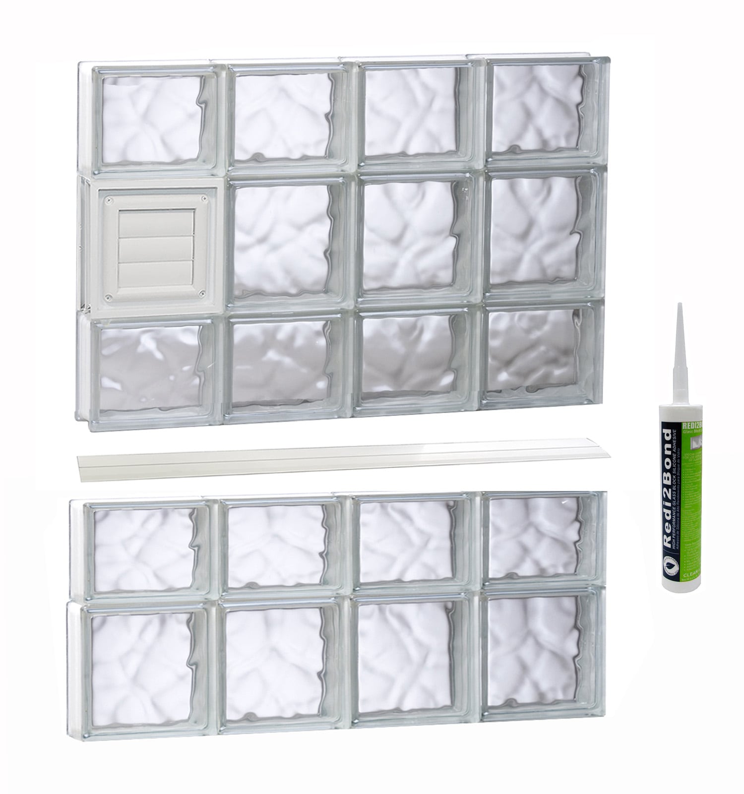 REDI2SET Wavy Glass 31-in x 32-3/4-in Frameless Replacement Dryer vent Glass Block Window