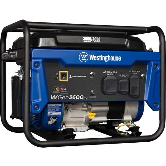 Westinghouse WGen3600cv Recoil Start 3600-Watt Single Fuel (Gasoline) Portable Generator WGEN3600CV