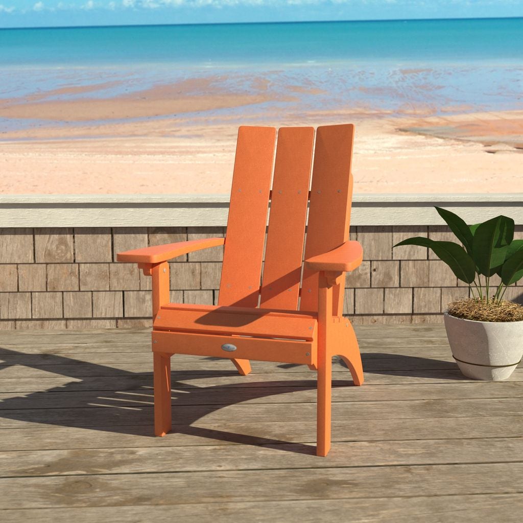 highwood Corolla Citrus Orange Poly-lumber Frame Stationary Adirondack Chair with Slat Seat