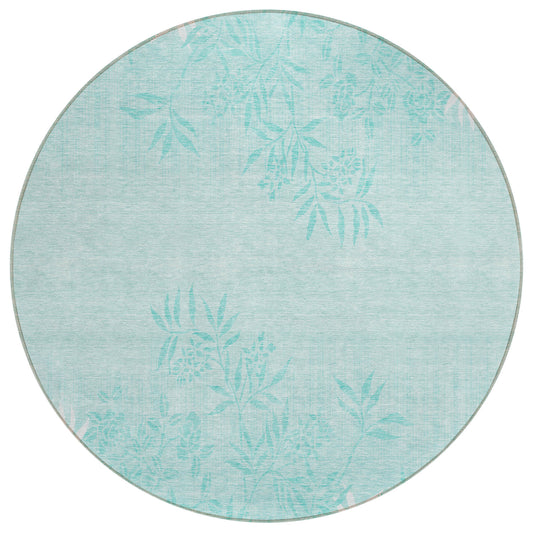 Addison Rugs Chantille ACN673TE 8 x 8 (ft) Teal Round Indoor/Outdoor Geometric Machine washable Area rug