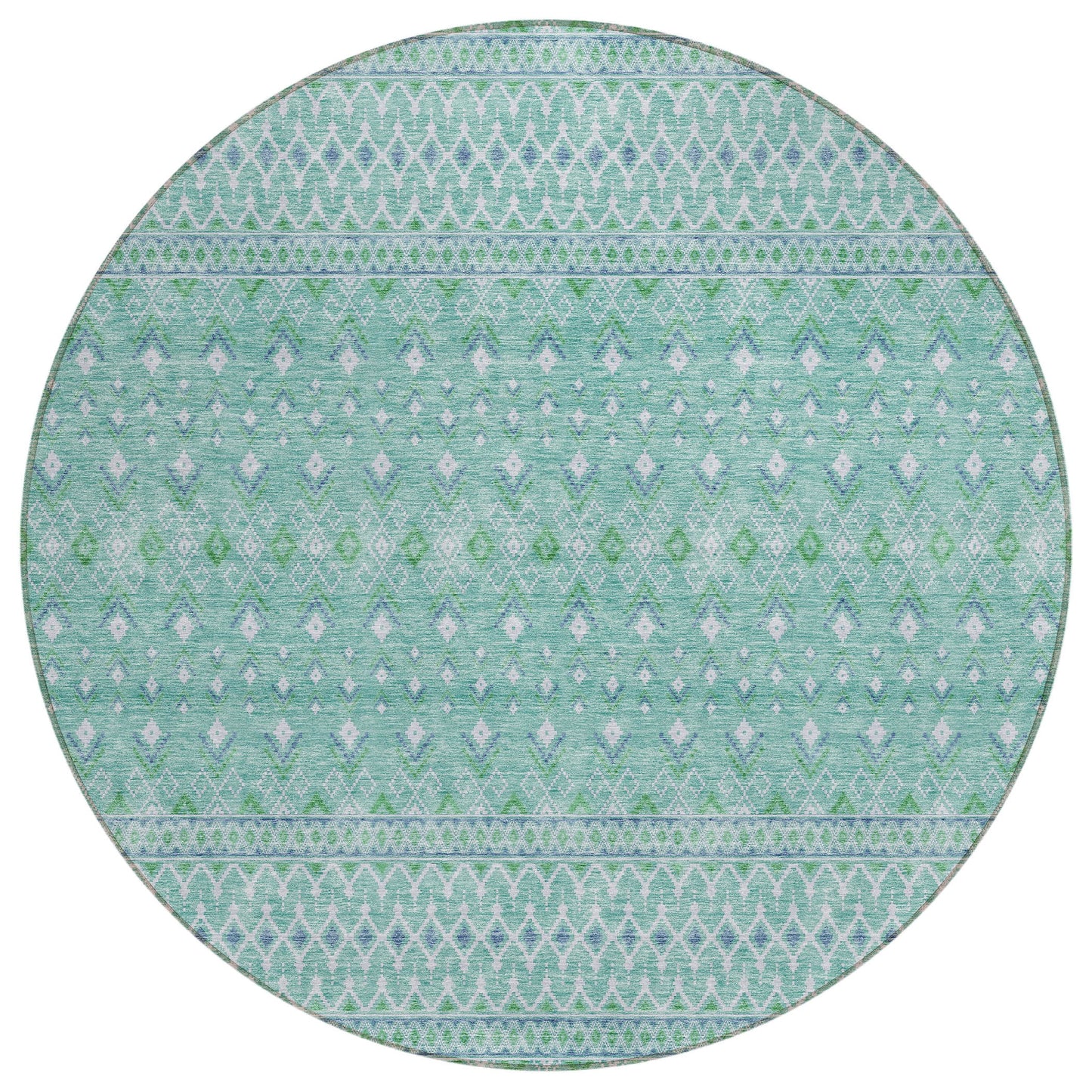 Addison Rugs Chantille ACN709AQ 8 x 8 (ft) Aqua Round Indoor/Outdoor Geometric Machine washable Area rug