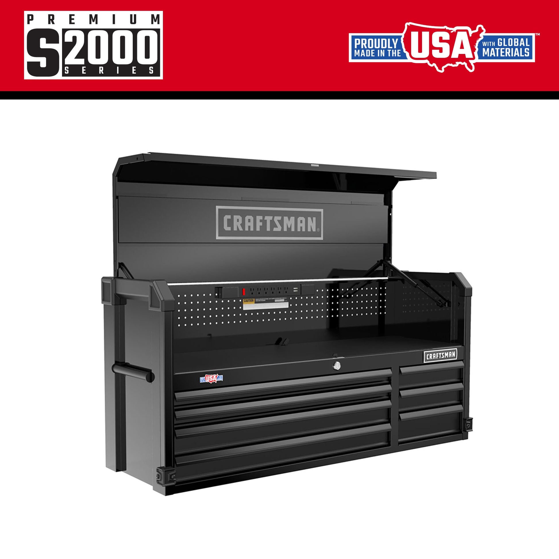 CRAFTSMAN Premium 2000 Series 51.5-in W x 24.5-in H 7-Drawer Steel Tool Chest (Black) CMST98261BK
