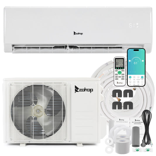Winado Air Conditioners Single Zone 11000-BTU 17 SEER Ductless Mini Split Air Conditioner Heat Pump Included with 16-ft Line Set 230-Volt LO1G46000652+653