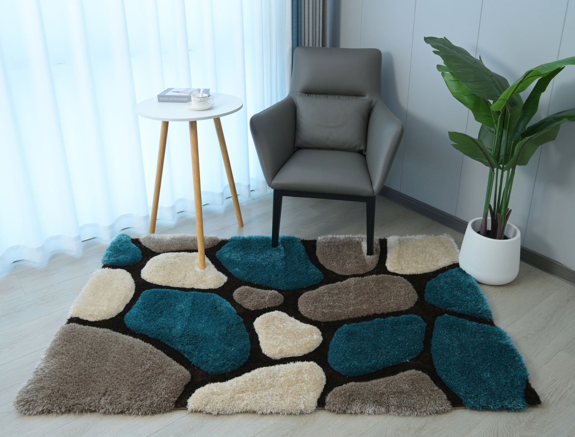 MDA Rugs Mateos 5 x 7 (ft) Blue/Beige Rectangular Indoor Geometric Area rug