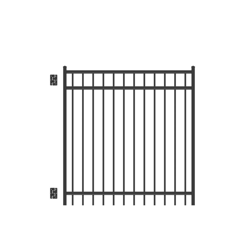 Freedom New Haven 5-ft H x 5-ft W Black Aluminum Decorative Walk-thru Spaced picket Fence gate
