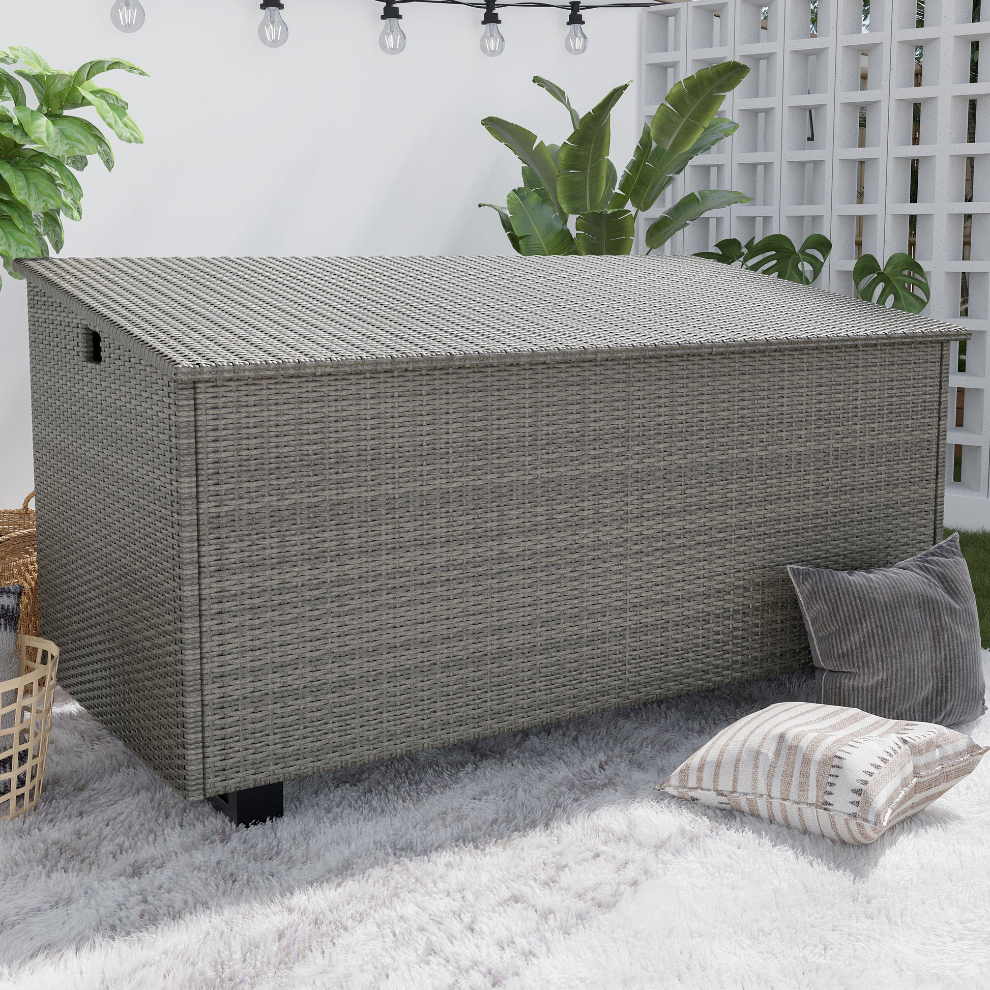 Octans Hedy 33.46-in L x 65.75-in 27.3-Gallon Gray Metal Deck Box