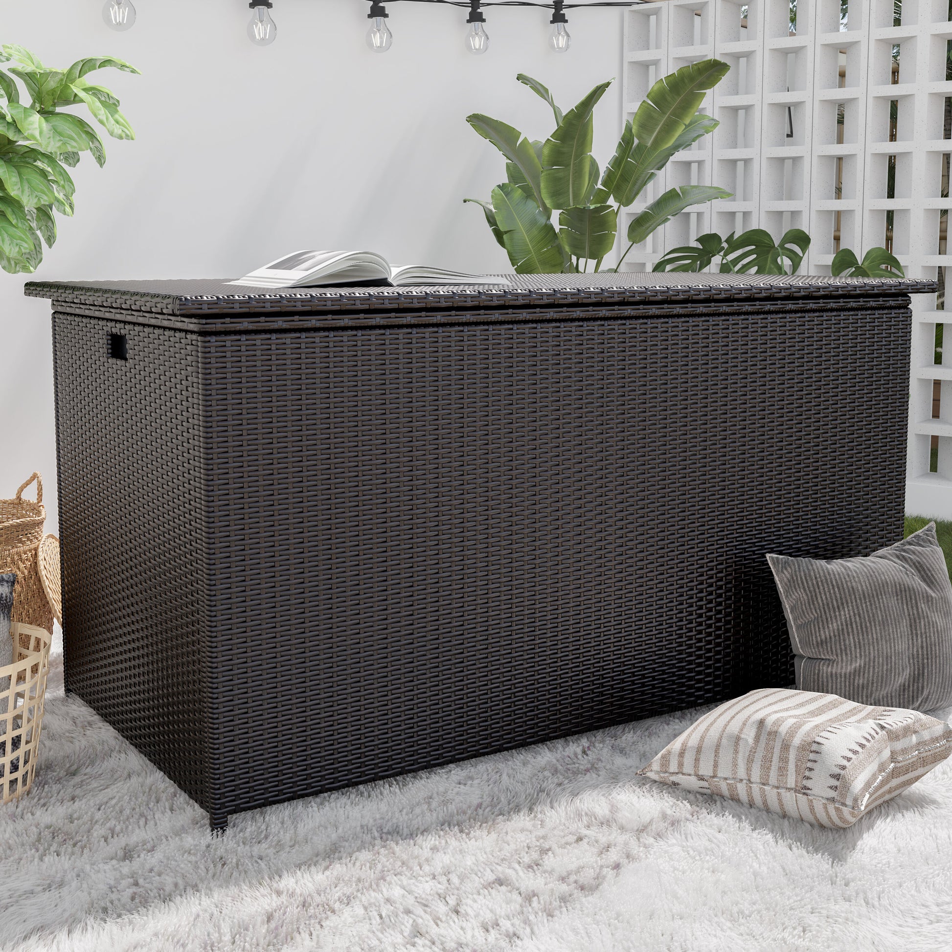 Octans Hedda 33.46-in L x 65.75-in 27-Gallon Brown Metal Deck Box