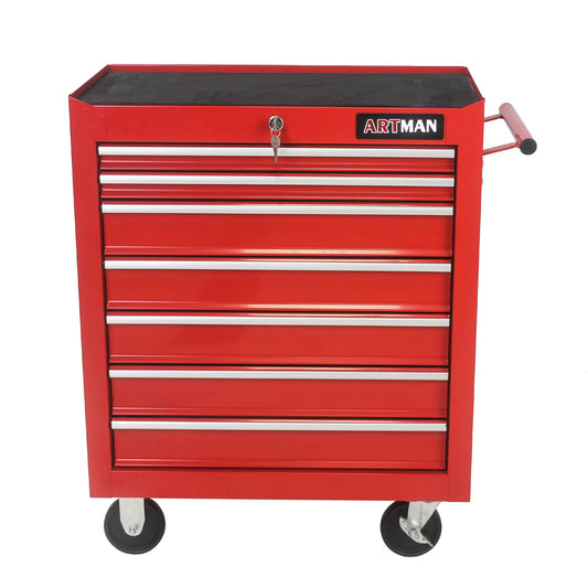 Siavonce Bottom Tool Cabinets 13-in W x 24-in D 30-in H 7-Drawer Steel Rolling Tool Cabinet (Red) ZX-107330
