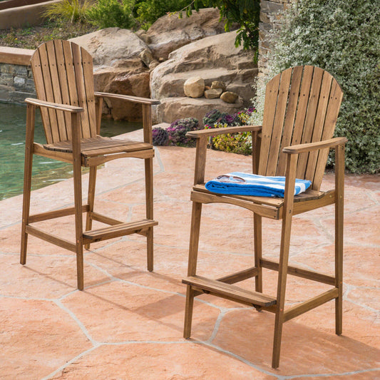 Best Selling Home Decor Malibu Set of 2 Stackable Natural Stained Wood Frame Stationary Adirondack Chair with Slat Seat