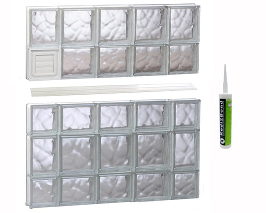 REDI2SET Wavy Glass 34-3/4-in x 32-3/4-in Frameless Replacement Dryer vent Glass Block Window