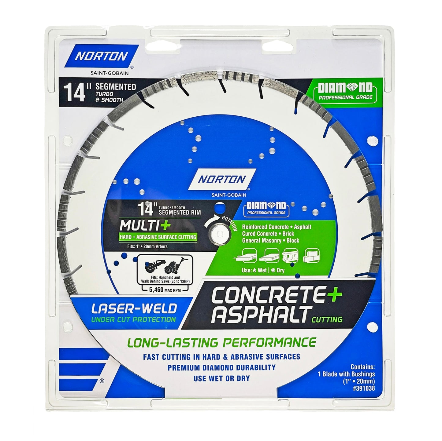 Norton Diamond 14-in Wet/Dry Segmented Rim Diamond Saw Blade 391038