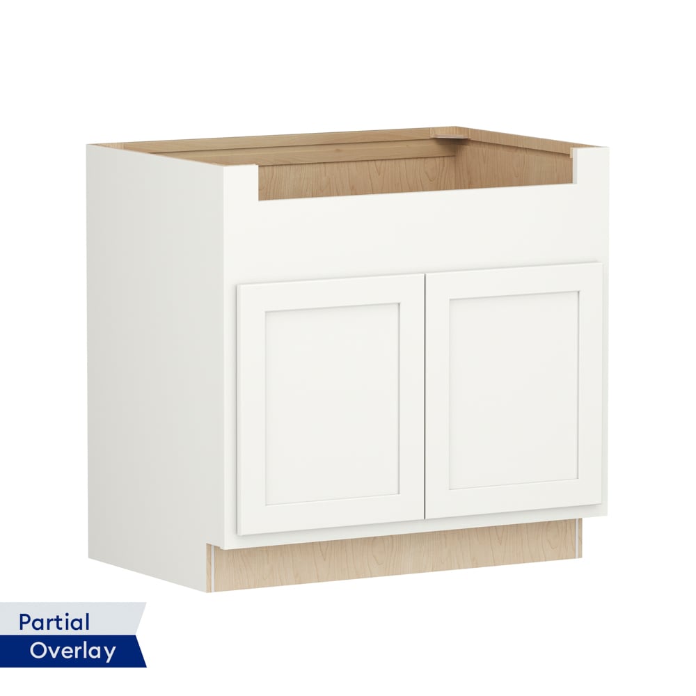 Shenandoah PRO Express Breckenridge 36-in W x 34.5-in H x 24-in D Linen Partial Overlay Apron front sink Base Fully assembled Plywood Cabinet Recessed Panel
