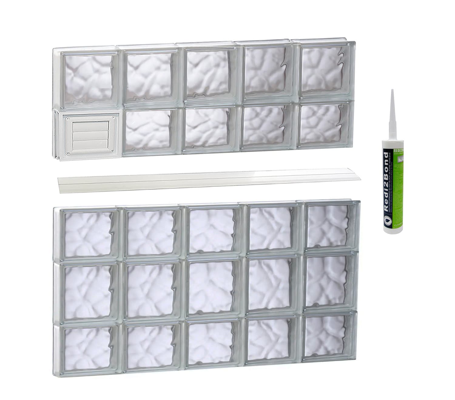 REDI2SET Wavy Glass 38-3/4-in x 32-3/4-in Frameless Replacement Dryer vent Glass Block Window