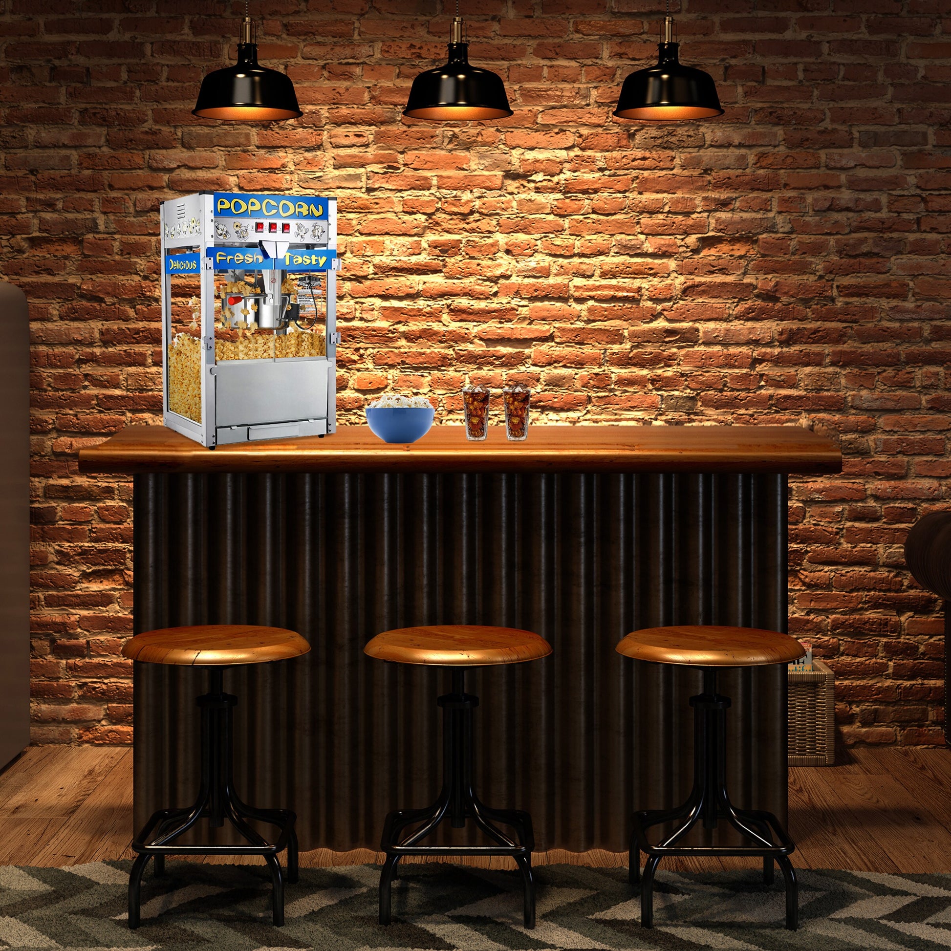 Great Northern Popcorn 2 Cups Blue Oil Countertop Popcorn Machine 983953IVB