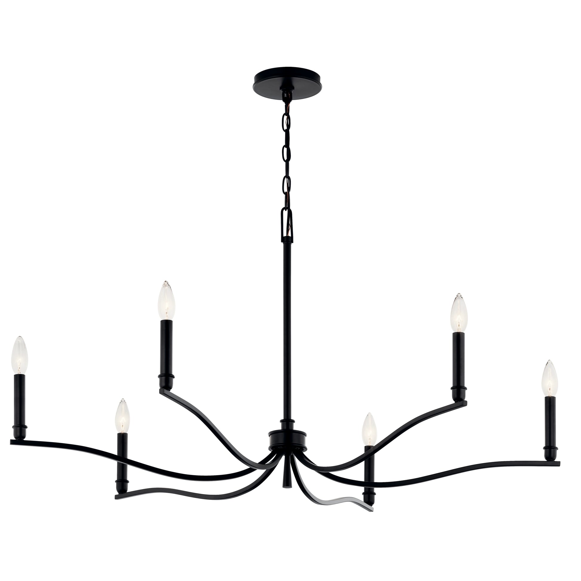 Kichler Malene 6 -Light Black Traditional Bare bulb For Use in Bedrooms, Dining Rooms, Foyers, Kitchens, Living Rooms Chandelier 6297693