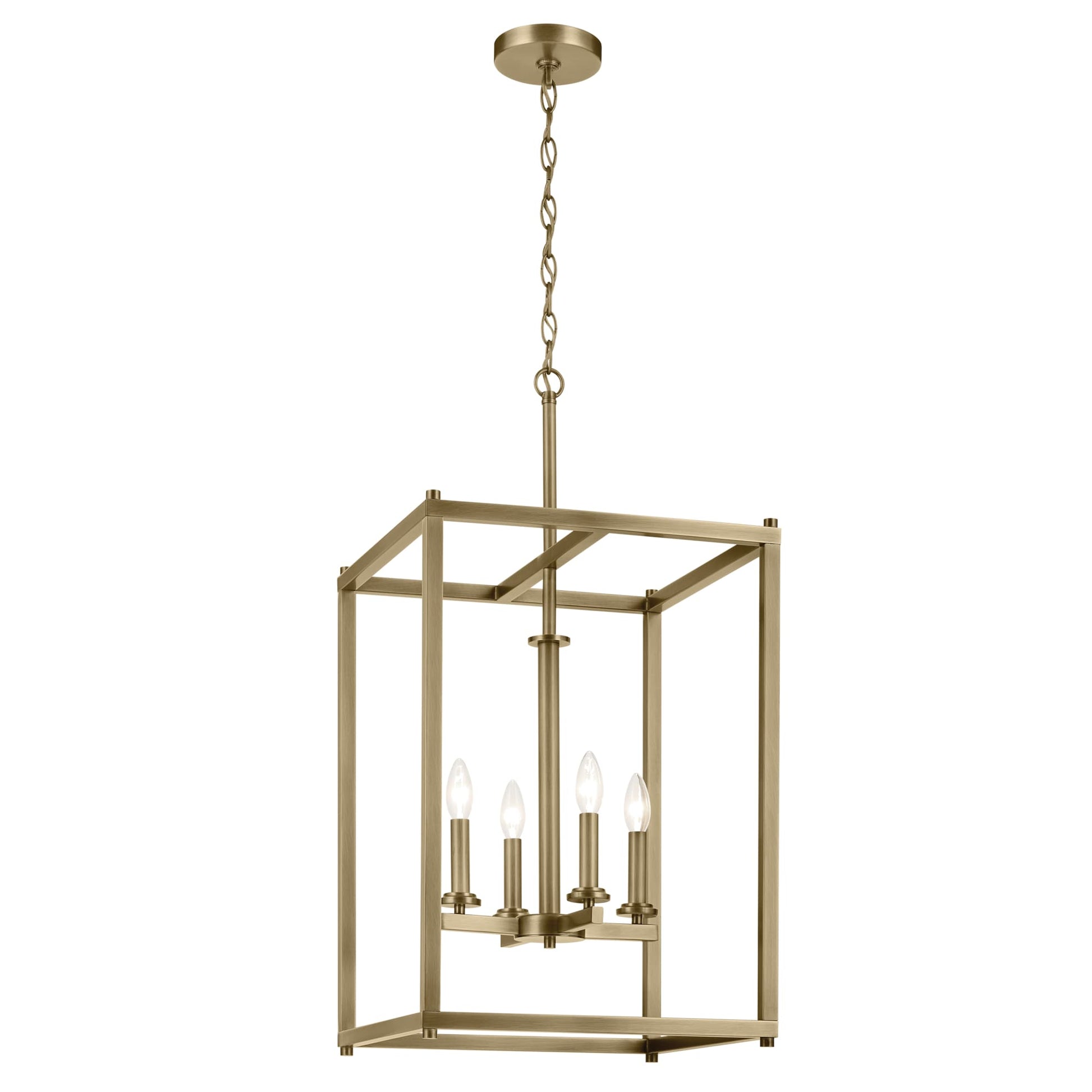 Kichler Crosby 4 -Light Natural Brass Modern/contemporary Square Medium Hanging Pendant light 6297500