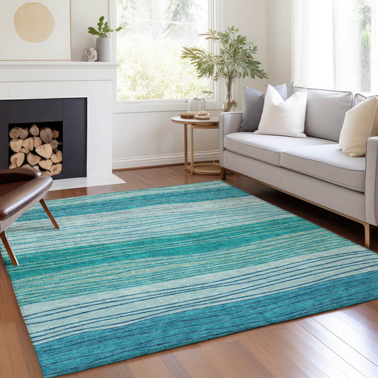 Addison Rugs Chantille ACN735SK 8 x 10 (ft) Sky Rectangular Indoor/Outdoor Geometric Machine washable Area rug