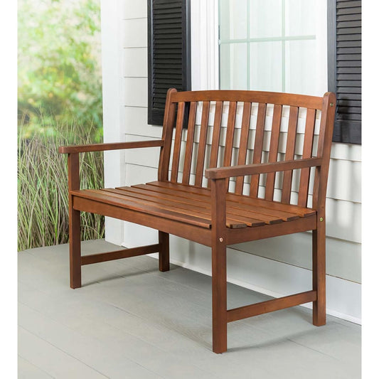 Evergreen 46.5 W x 35.5 H Brown Eucalyptus Garden Bench