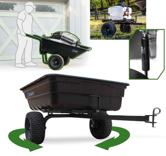 OxCart 12-cu ft Poly Dump Cart, Convertible to Push, 950 lbs. Load Capacity, Hydraulic Lift-Assist GTMXPL14PRF