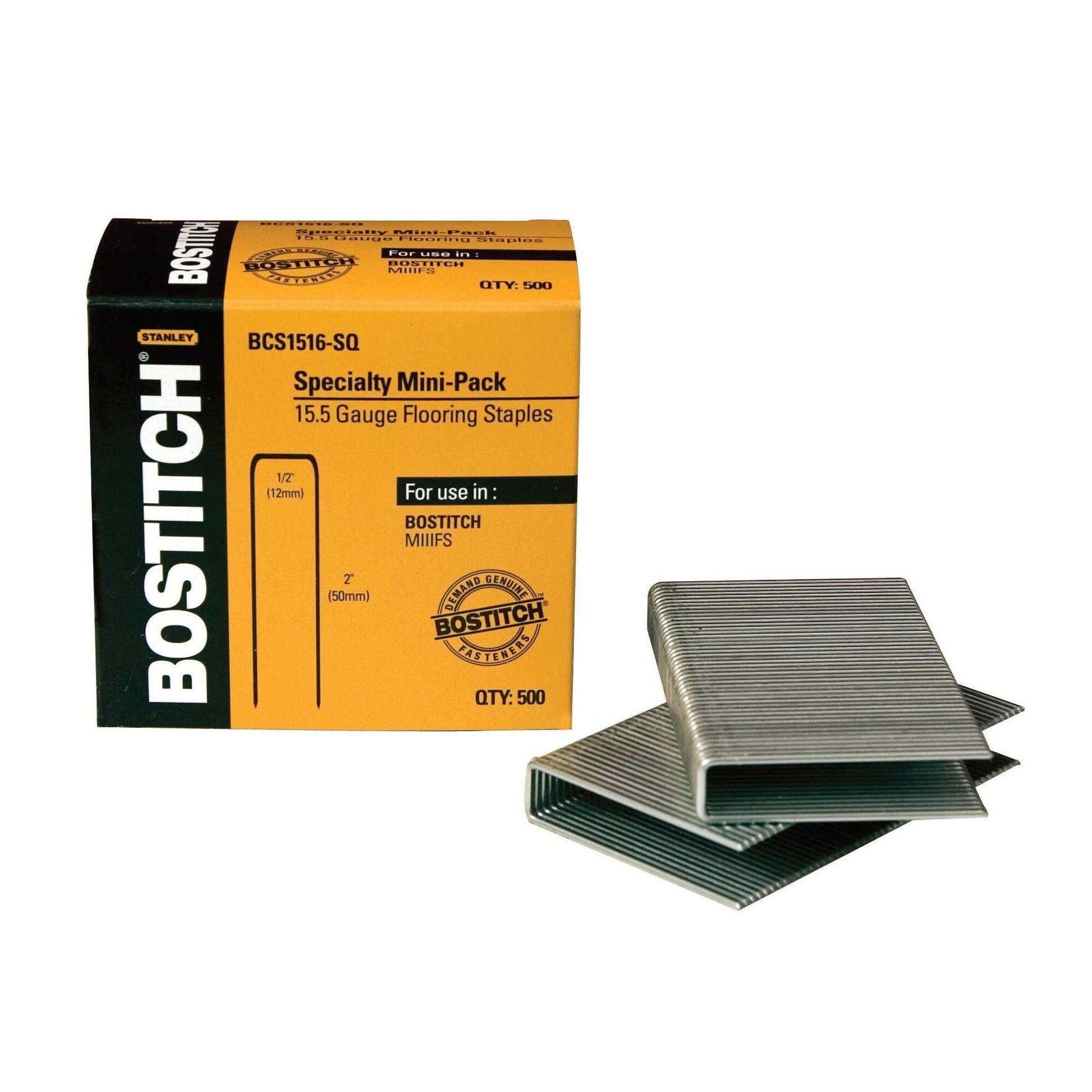 Bostitch 2-in Leg x 1/2-in Medium Crown Coated 15.5-Gauge Collated Flooring Staples (7728-Per Box) BCS1516