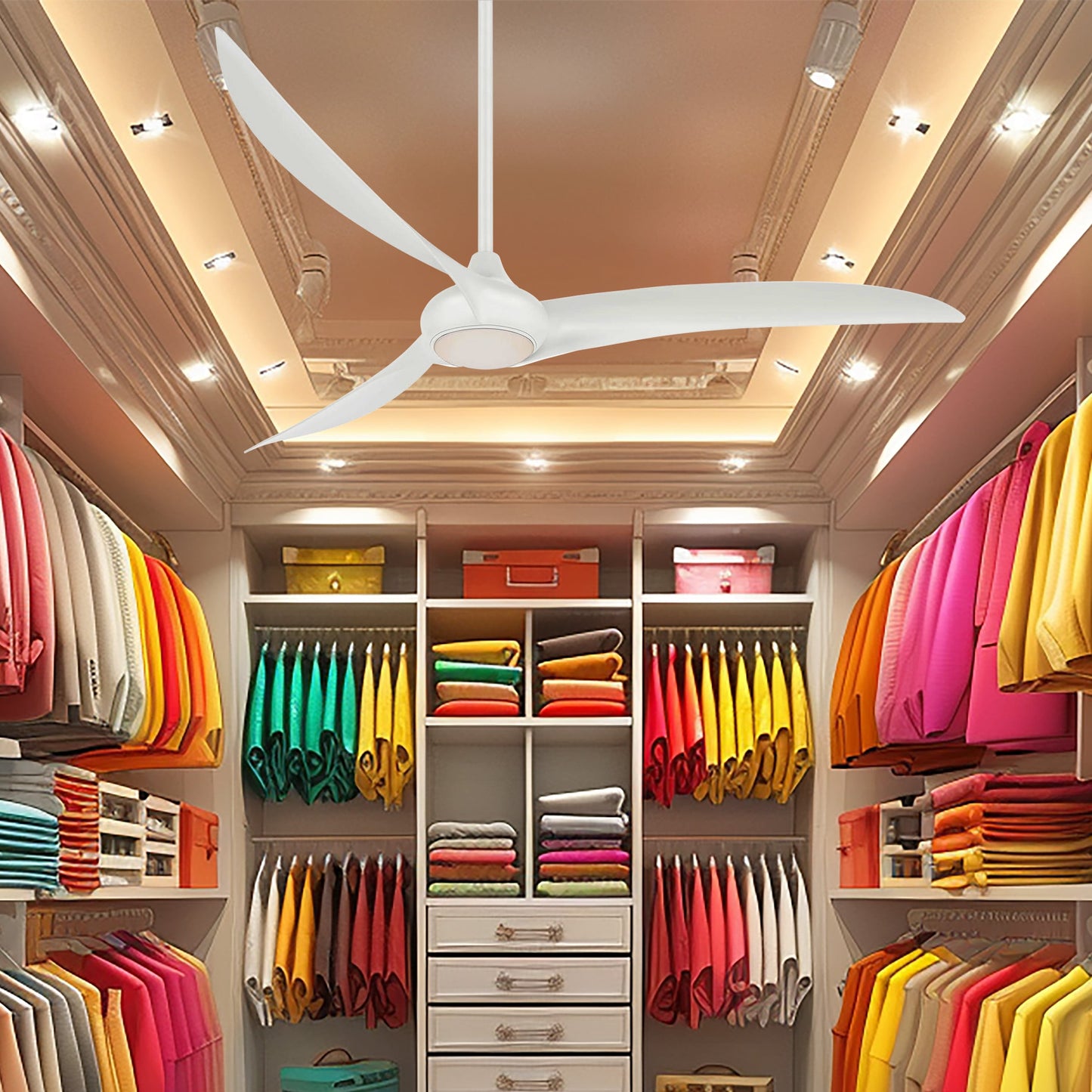 Minka Aire Light Wave 65 65-in Integrated LED White with White Blades Propeller Ceiling Fan With Light - Remote Included ( 3 -Blade )