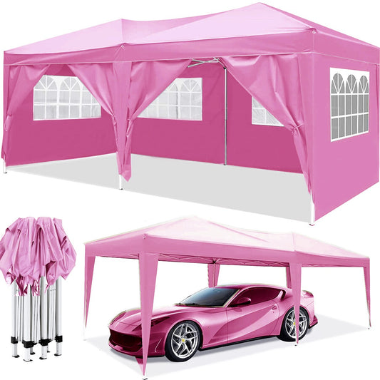 Kahomvis 20-ft x 10-ft Rectangle Pink Pop-up canopy