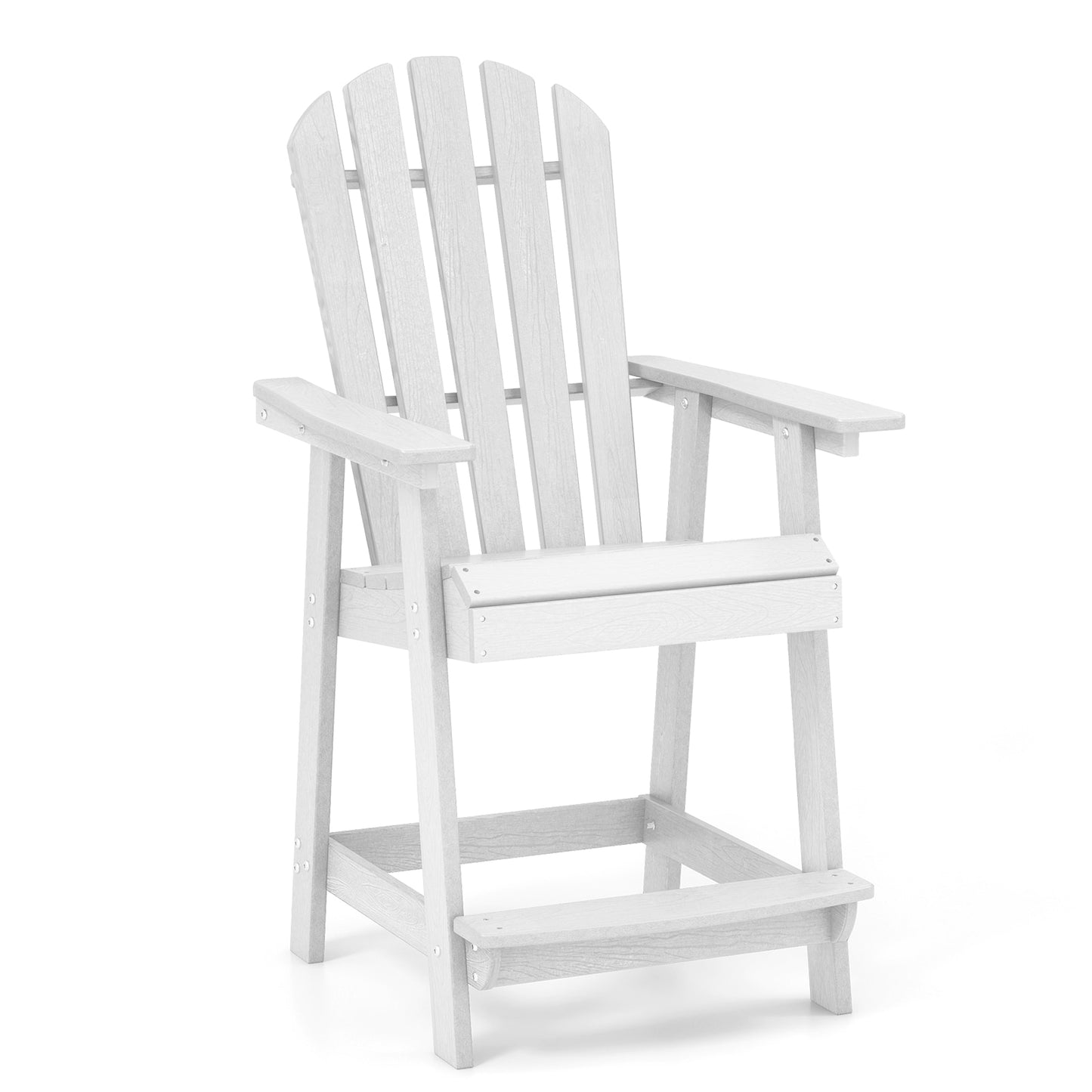 Forclover HDPE Patio Chair White HDPE Frame Stationary Adirondack Chair with Solid Seat