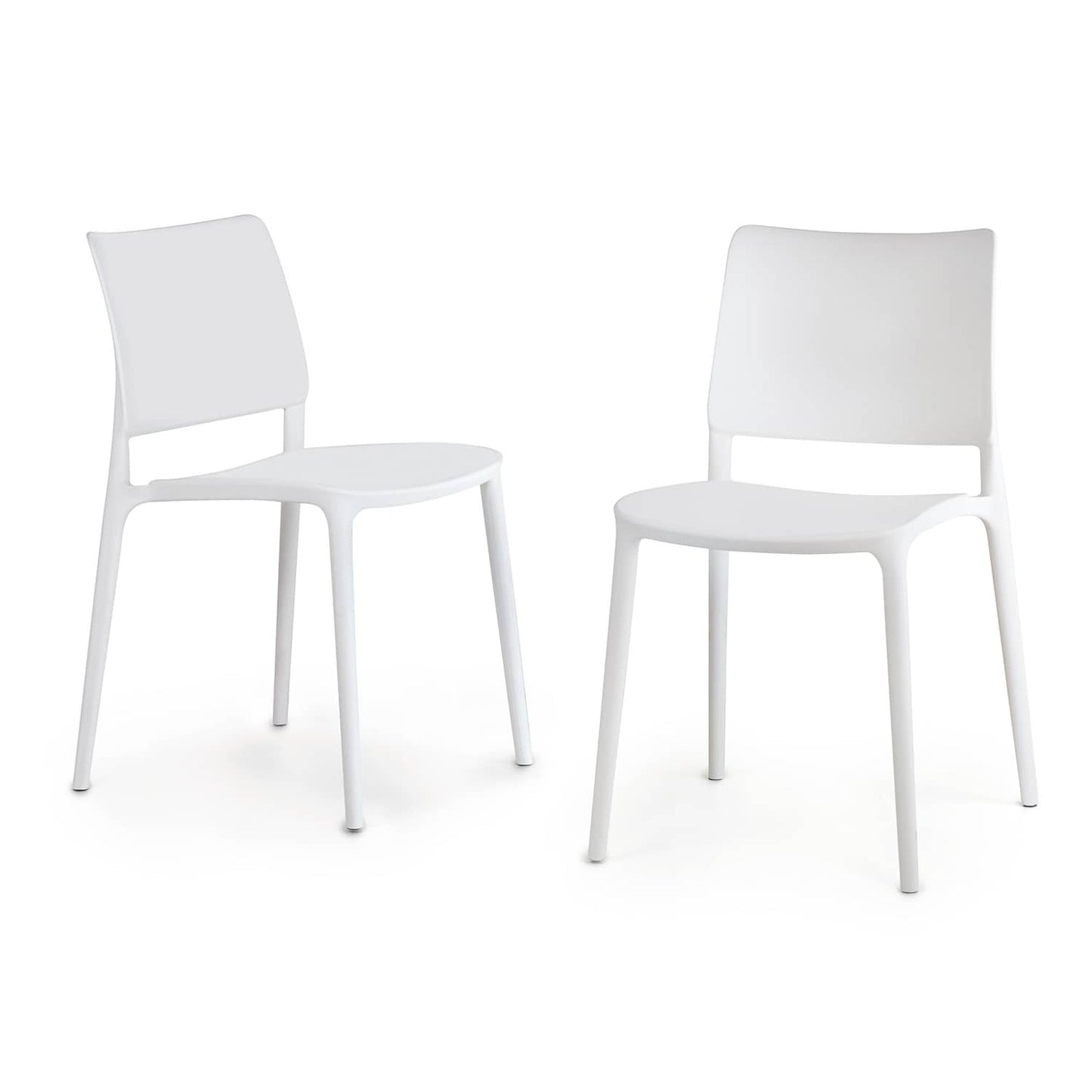 World Rug Gallery SeriesW1 Set of 2 Stackable White Resin Frame Stationary Dining Chair with Solid Seat