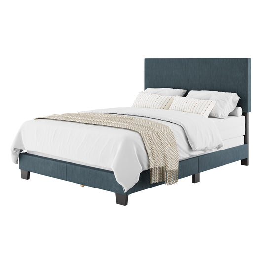 CorLiving Full Blue Wood Bed Frame with Headboard