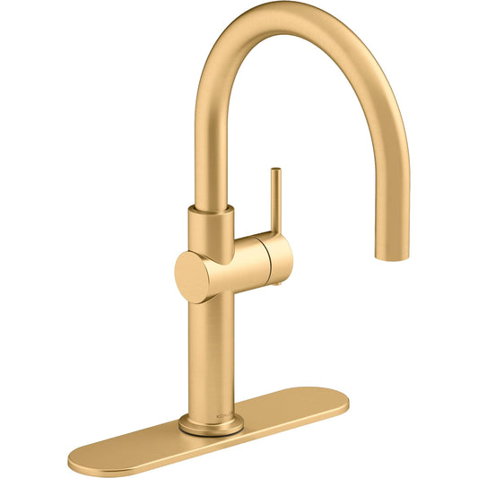 KOHLER Brushed Modern Brass Single Handle Deck-mount Bar and Prep Kitchen Faucet