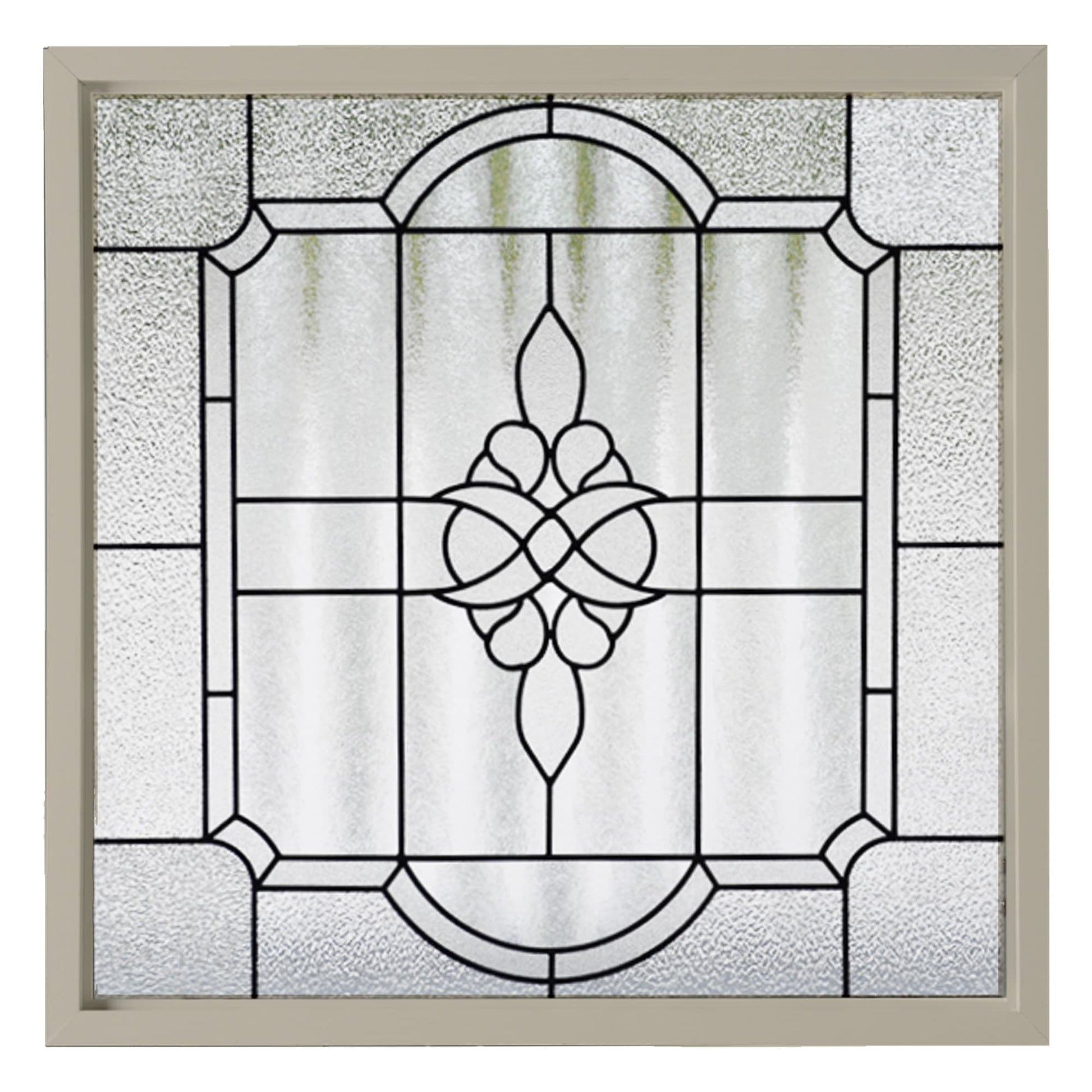 Hy-Lite Victorian Private Elegance Decorative Glass 35-1/2-in x 35-1/2-in Driftwood Square Accent Window with Grids
