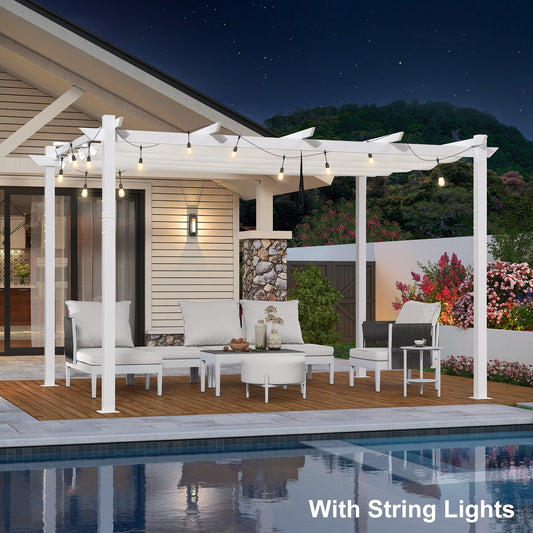 PURPLE LEAF 10-ft W x 13-ft L x 8-ft H White Metal Freestanding Pergola with Canopy