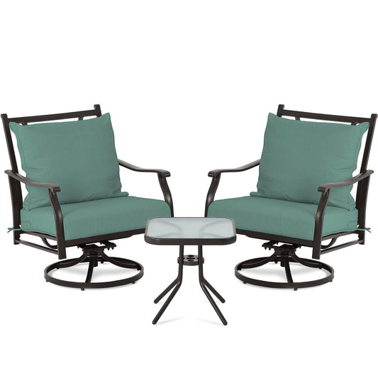 Aoodor Patio Chairs Set of 2 Brown Iron Frame Swivel rocker Dining Chair with Brown Mesh Seat