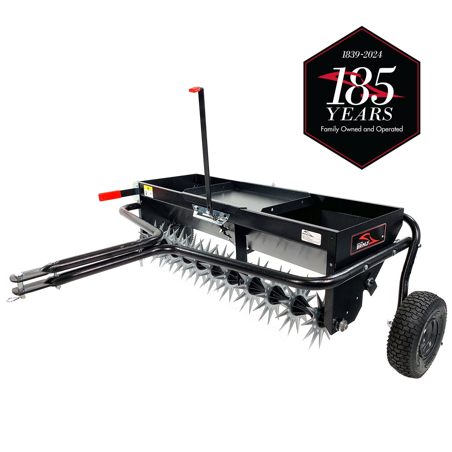 Brinly 40-in Aerator Spreader with Weight Tray, Pneumatic Tires, Hitch Pin Included AS2-40BH-P