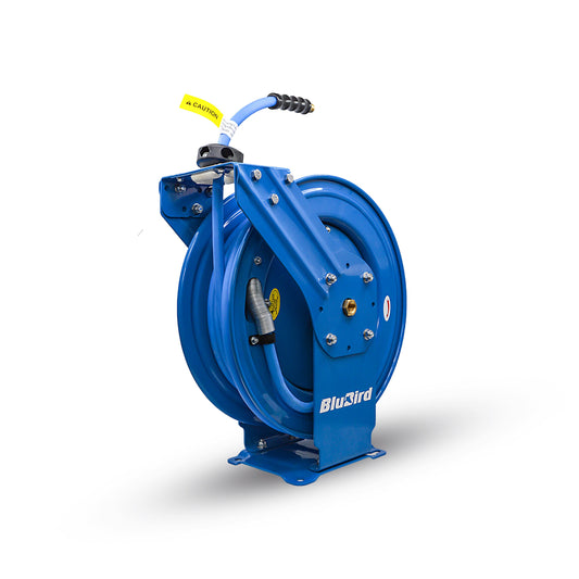 BluBird BluBird 3/8 x 50' Dual Arm Hose Reel Ideal for automotive and construction. Corrosion-resistant with adjustable guide. Ensures leak-free performance and durability. BBRDA3850